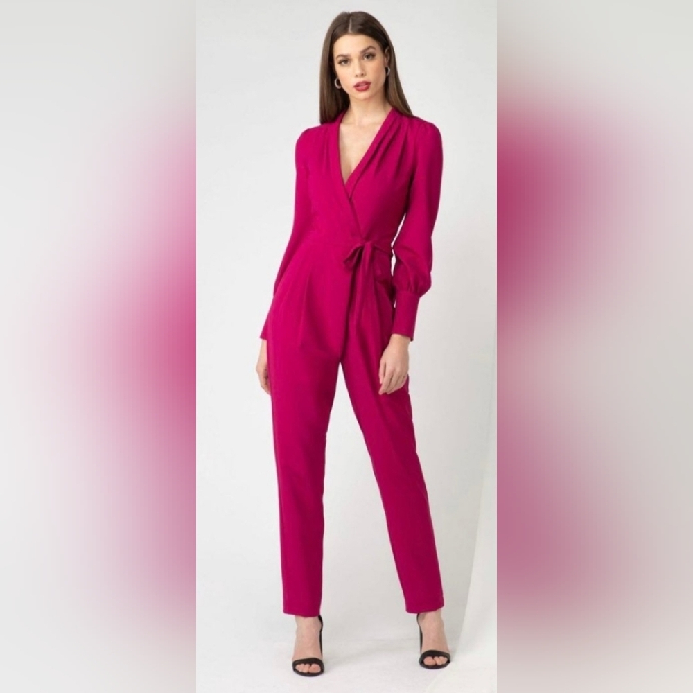 NWT Adelyn Rae Boysenberry Wrap Jumpsuit